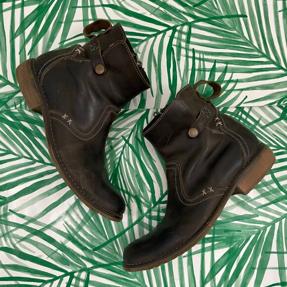 Roan by Bed Stu Tye Brown Leather Biker Boots Women's Size 9 - Picture 1 of 8